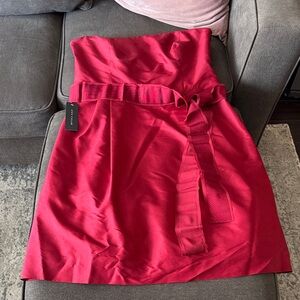 Ann Taylor Strapless Dress in Rich Red